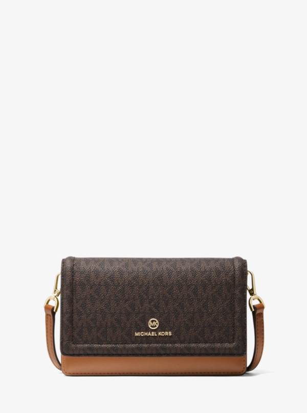 Damske Spojková Taška Michael Kors Jet Set Small Logo Smartphone Convertible Čokoláda Žlté - Kabelky Michael Kors Slevy | EXPAI-9670